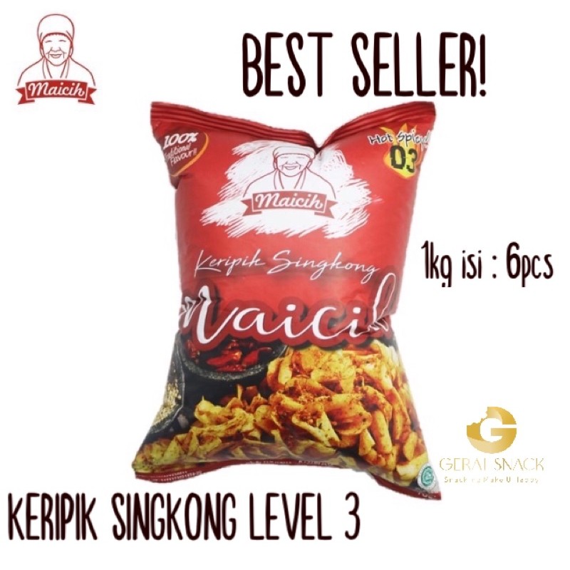 Keripik Singkong Maicih Bob Pedas Level 3 Khas Bandung 100 gr