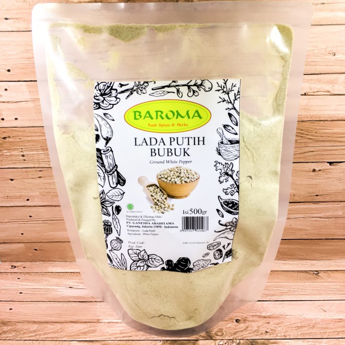 

Lada Putih Halus / White Pepper Powder 500gr - Baroma Bumbu Rempah