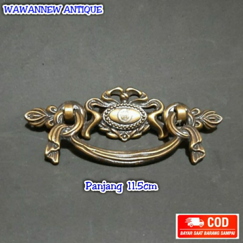 PROMO Handle / Tarikan Laci Gagang Lemari Pintu Rumah Kuningan Antik 11.5cm