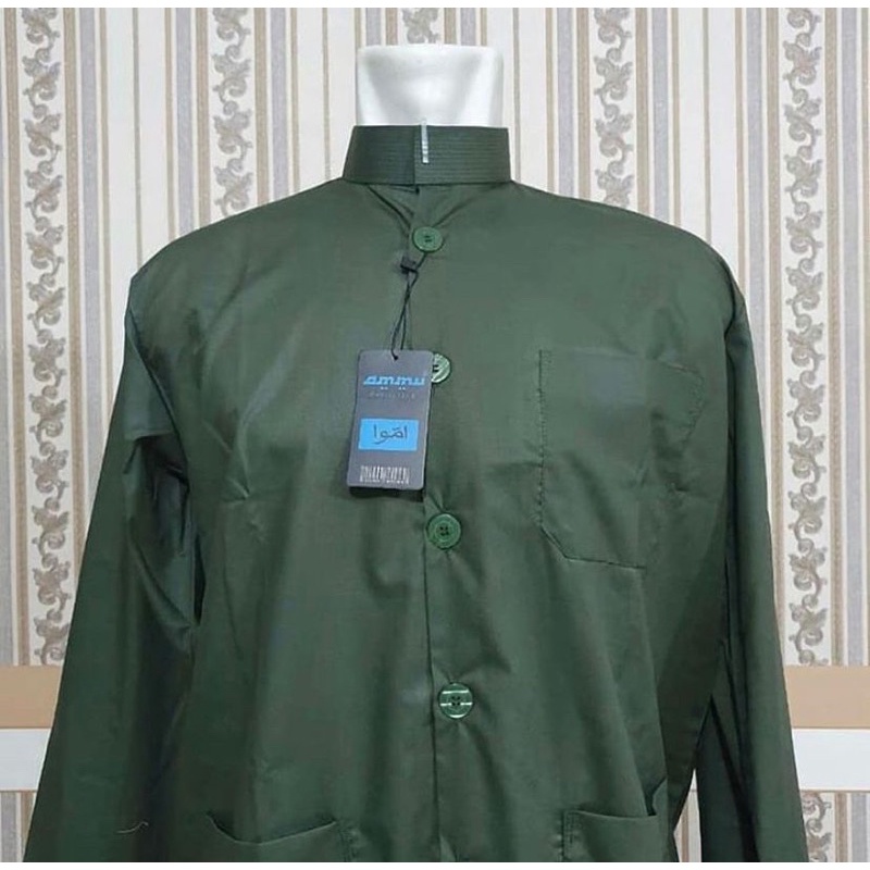 BAJU KOKO AMMU BUSANA MUSLIM PRIA AMMU COLLECTION ORIGINAL 100%-HIJAU ARMY