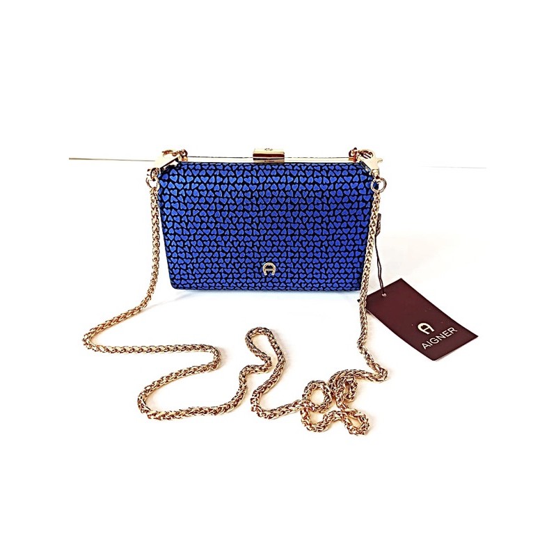 Tas Aigner Clutch Chain Blue Original