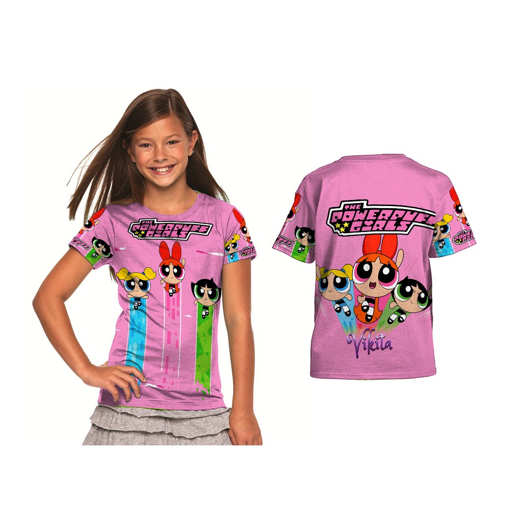 Kaos Baju Anak Fullprint Custom Powerpuff Girls 02