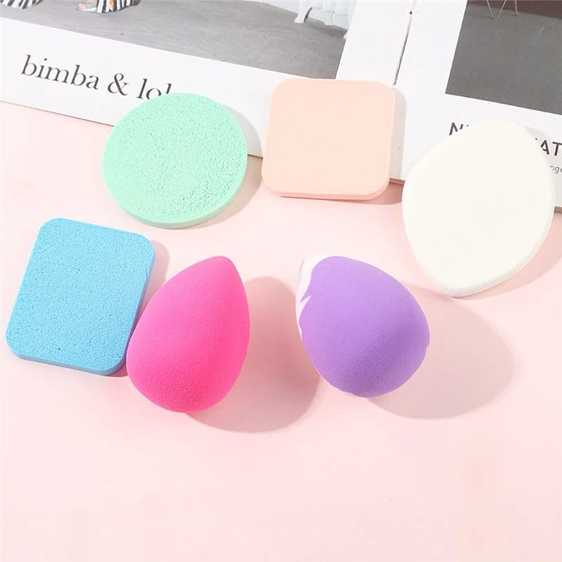 Sponge Make up Lengkap 1set isi 6pcs  Sponge Make Up Spon Bedak Spons Pembersih Wajah Spons Foundati