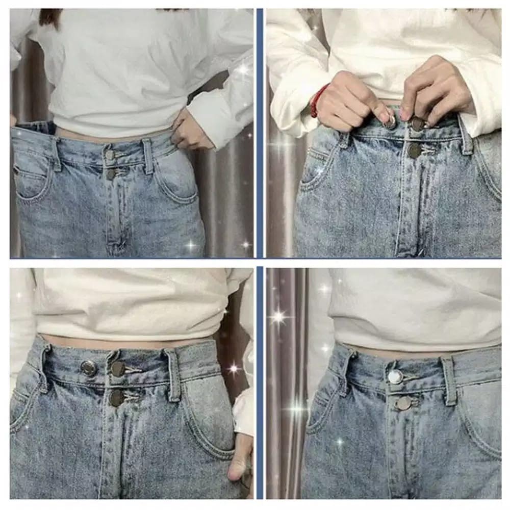 Kancing Celana Jeans Wanita Pengatur Ukuran Pinggang Adjustable Dapat Dilepas