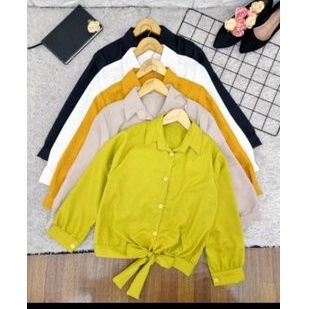 BAJU ATASAN WANITA  KEMEJA CROP TOP TALI BAWAH