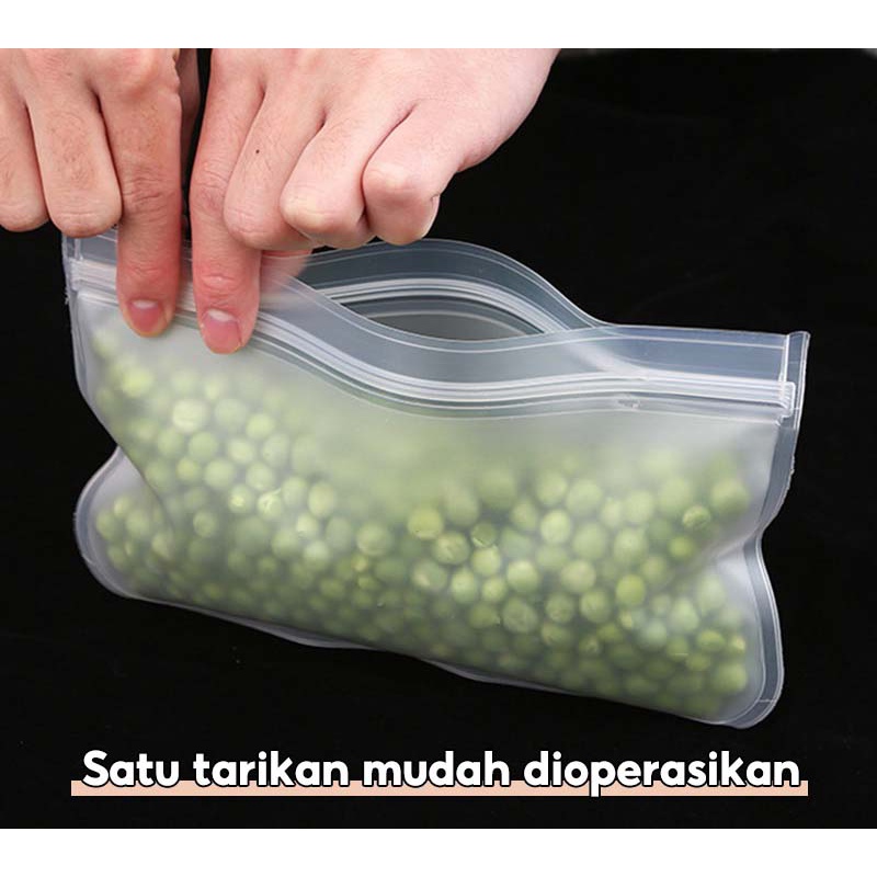 TOKOMUDA Kantong Penyimpanan Makanan Kedap Udara Zipper Pouch Reusable Silicone Food Bag Kantong makanan FOOD STORAGE