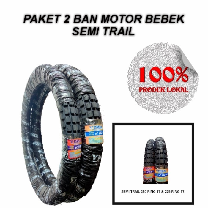 Paket 2 Ban Motor Bebek Semi Trail 250 Ring 17 &amp; 275 Ring 17 Termurah
