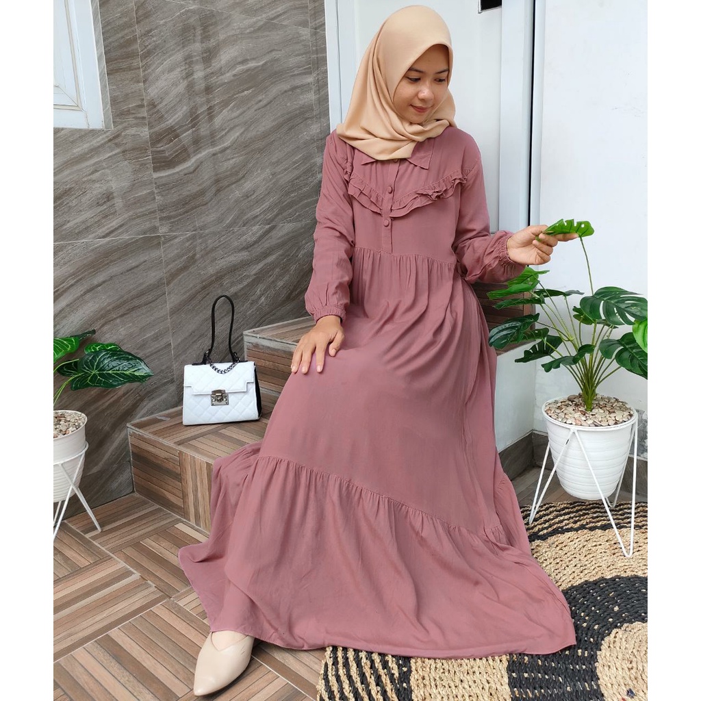 Gamis Riska Rayon / Gamis Rayon Semi Twill / gamis Rayon Polos