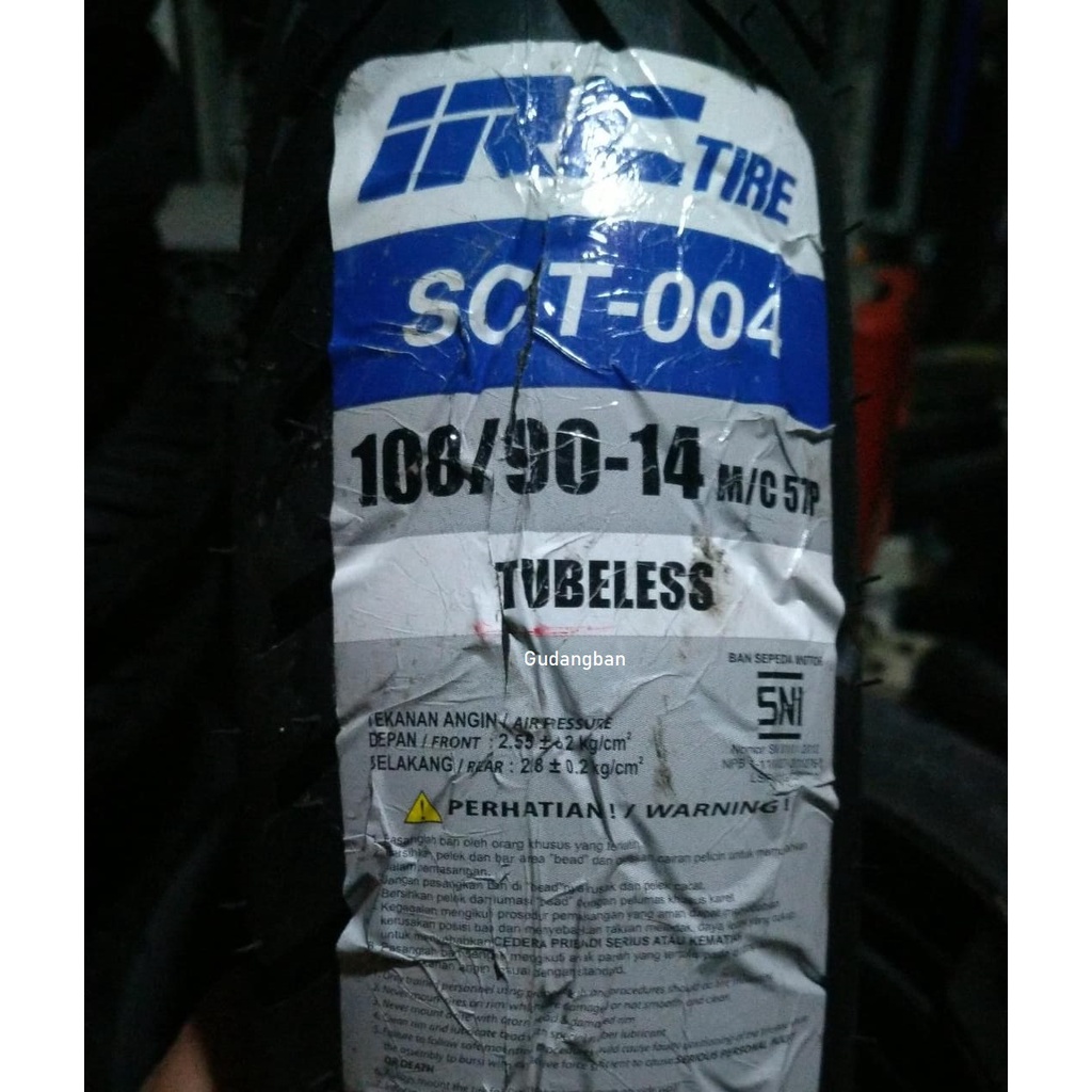 IRC SCT004 100 90 14 Tubeless Ban luar motor Matic Vario besar Lexi FREE PENTIL SCT - 004 SCT-004