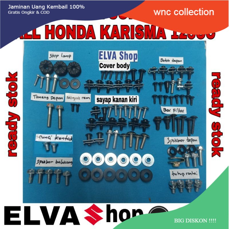 {BISA COD} baut karet ring bosh skrup lengkap full set body honda karisma 125 surpa 125
