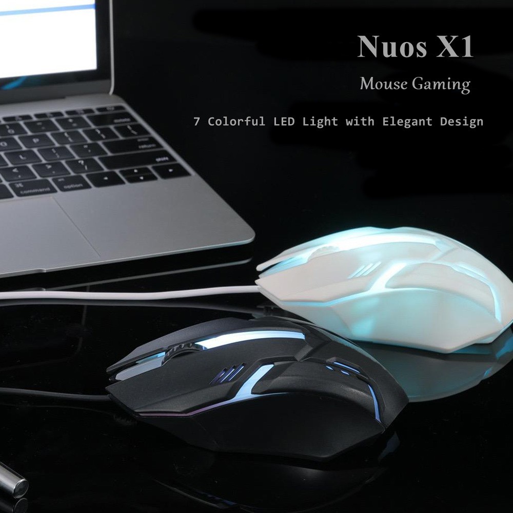 Nuos X1 Mouse Gaming Wired dengan 7 Colorful LED Light Ergonomic Design
