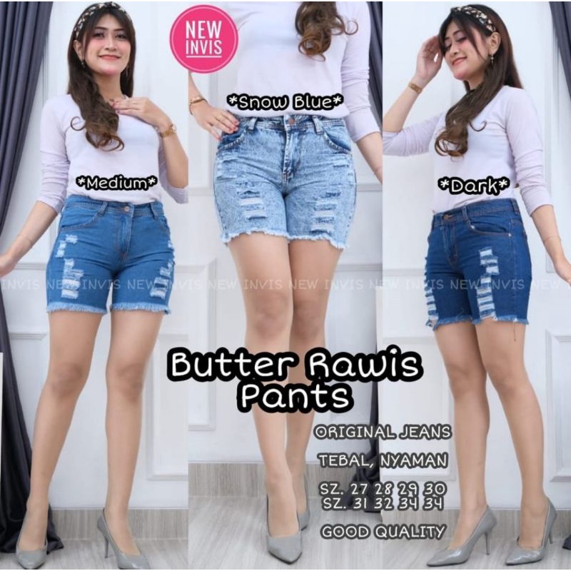 Hotpant sobek rawis wanita celana jeans pendek wanita