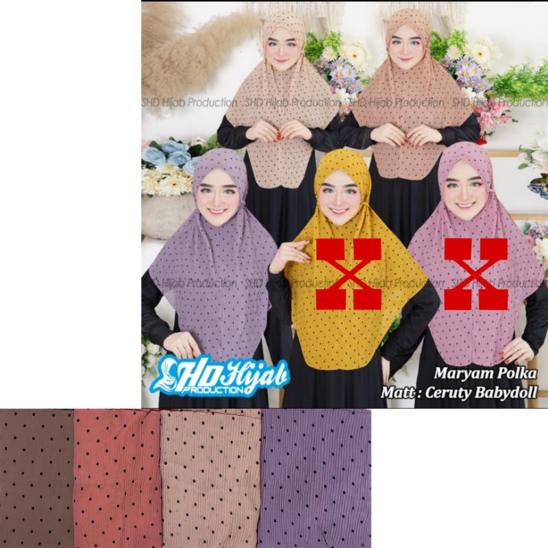 bergo plisket motif polkadot