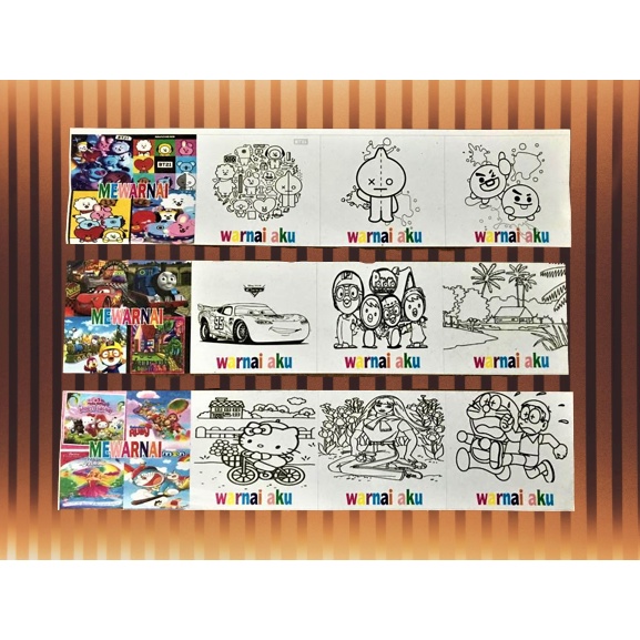 

Buku Mewarnai Gambar 100 Lembar / Kertas Mewarnai Panjang Anak Ukuran Panjang isi 100 lembar Segambar Bulak Balik