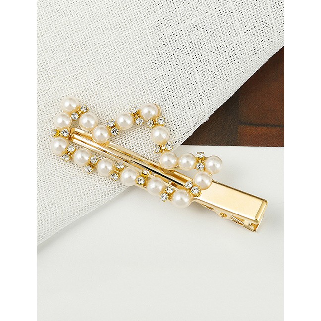 LRC Jepit Rambut Fashion Gold Pearl-studded Hair Clip F44233