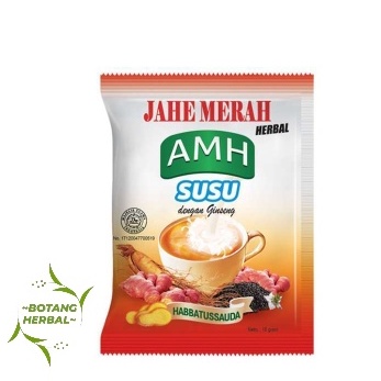 

Jahe SUSU AMH PER RENCENG Dengan Ginseng Dan Habbatussauda/ SUSU JAHE AMH ISI 10 PCS