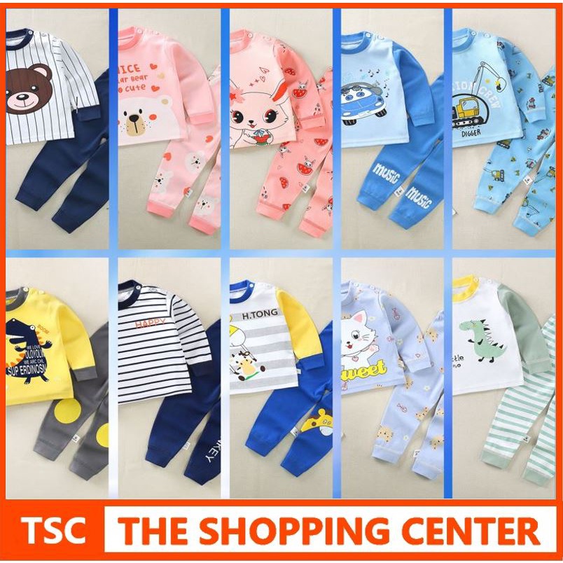 TSC -  BBB1 SETELAN 1-10 ANAK 0-4 TAHUN SETELAN BAYI PANJANG PIYAMA BAYI BAJU PANJANG DAN CELANA PANJANG