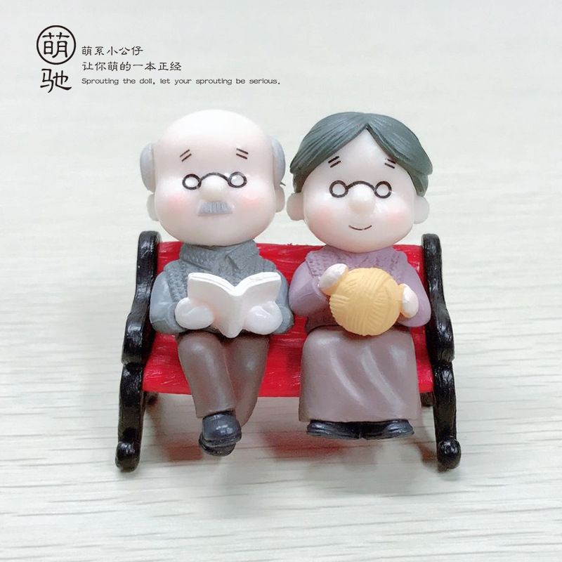Figure Boneka Kakek Nenek/Miniatur Boneka Mini DIY Terrarium Patung-patung Taman Dekorasi Hari Valen