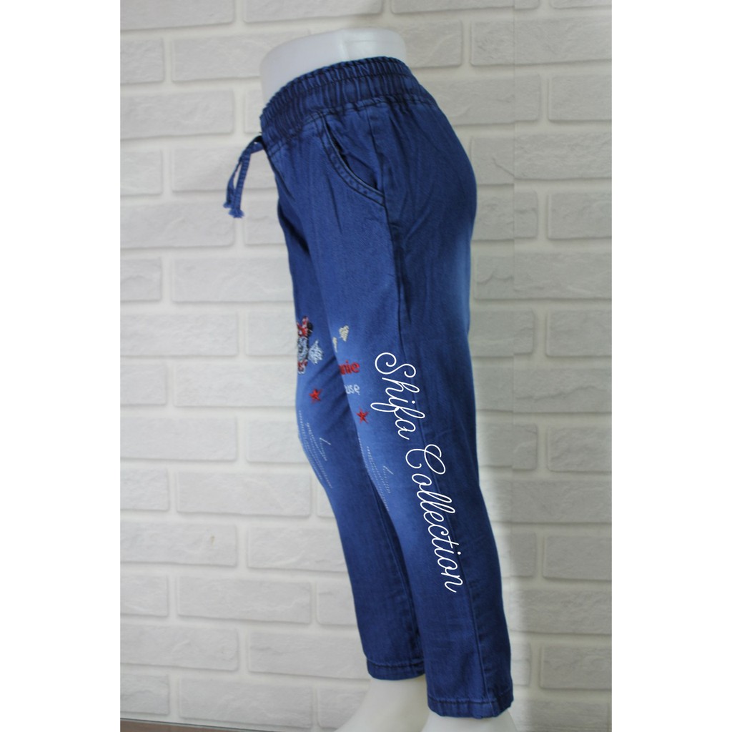 Celana Jeans Anak / Celana Jeans Panjang / Celana Luna Jeans Anak Motif Bordir - Bahan Jeans 6,5 Ons Ukuran 4 5 6 /M L XL /24 25 26 (4-13 th)