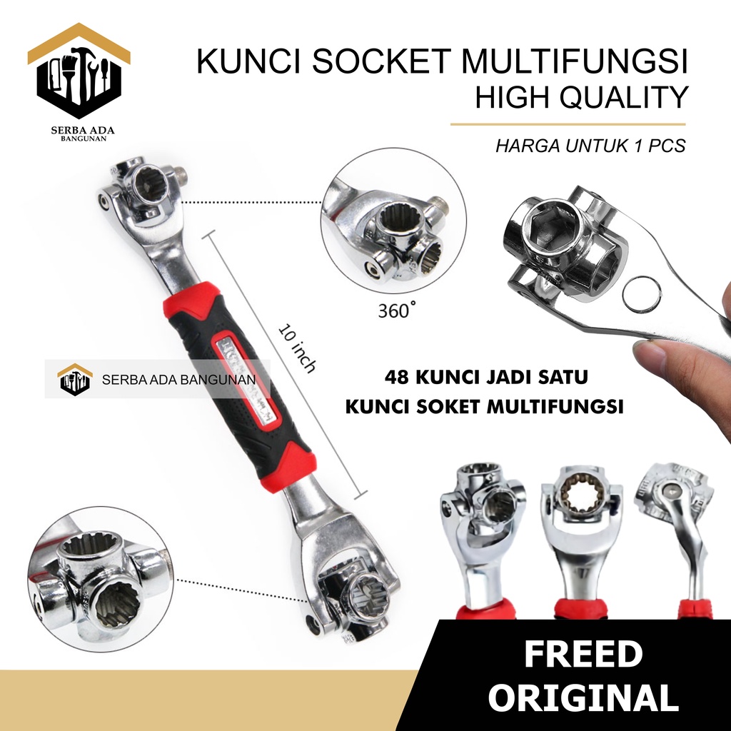 KUNCI SOCKET PAS UNIVERSAL MULTIFUNGSI WRENCH 48 IN 1 FREED