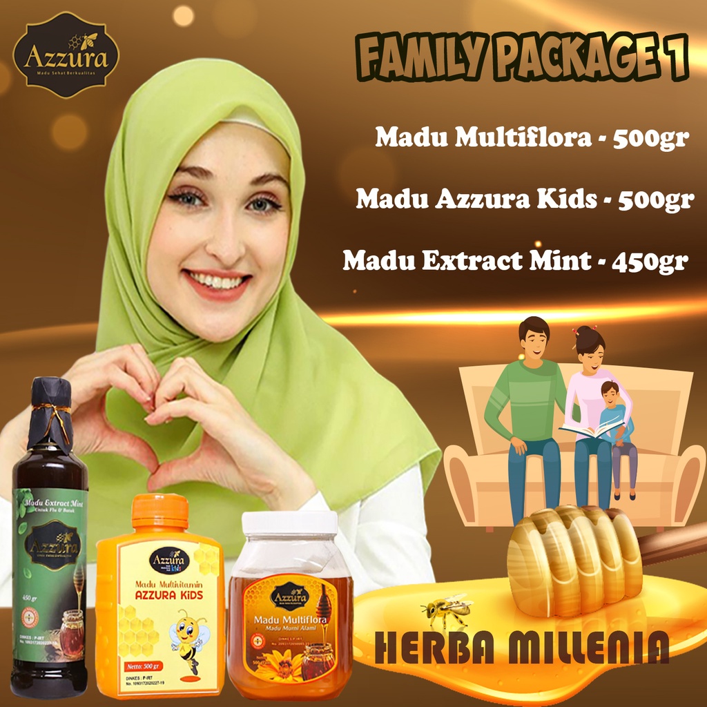 

Paket Keluarga Madu Asli Azzura 1 | Madu Multiflora - Madu Azzura Kids - Madu Extract Mint