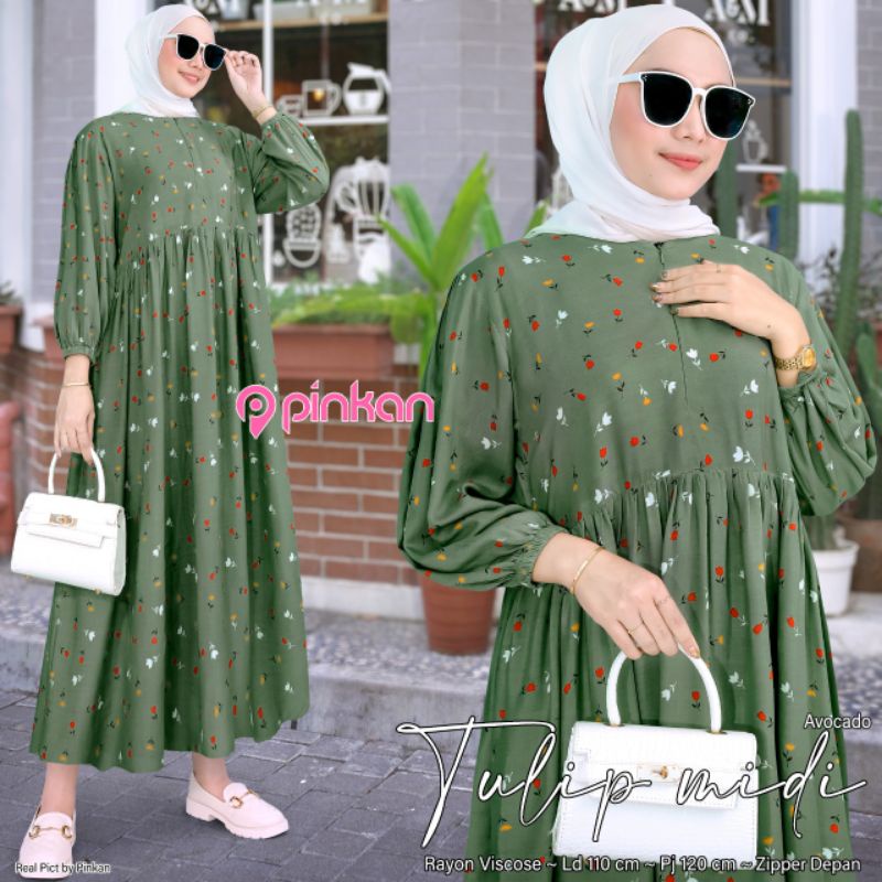 Tulip Midi Dress Wanita by Pinkan