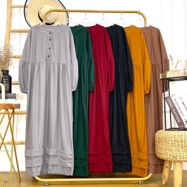 Gamis jumbo rempel busui lengan balon bahan voxy premium merk cocobee (865)