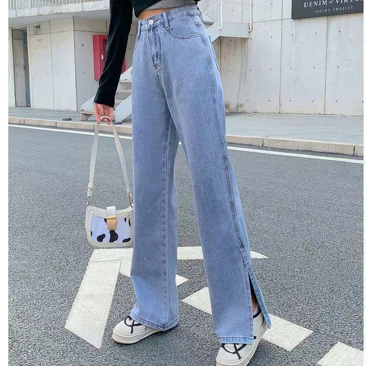 9143# Celana Jeans kulot belah samping luar / celana Jeans fashion korean style / Celana HW jeans