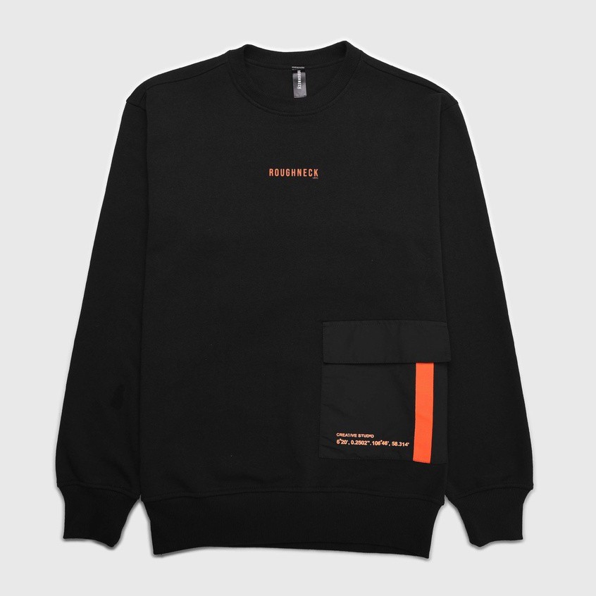 Sweater Roughneck SS225 Black Tactical Studio Orange Crewneck - Sweater Crewneck Roughneck Pocket Terbaru