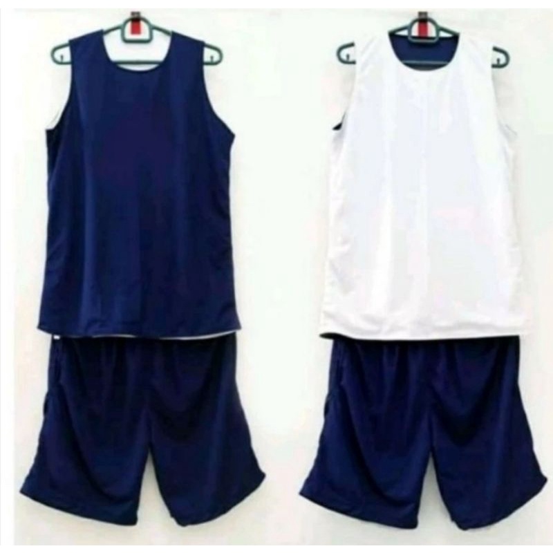JERSEY BASKET POLOS NAVY PUTIH REVERSIBLE/BAJU BASKET