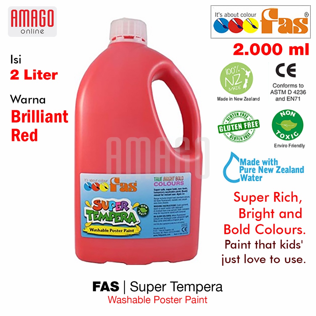 PAKET 4 BTL FAS - SUPER TEMPERA WASHABLE POSTER PAINT