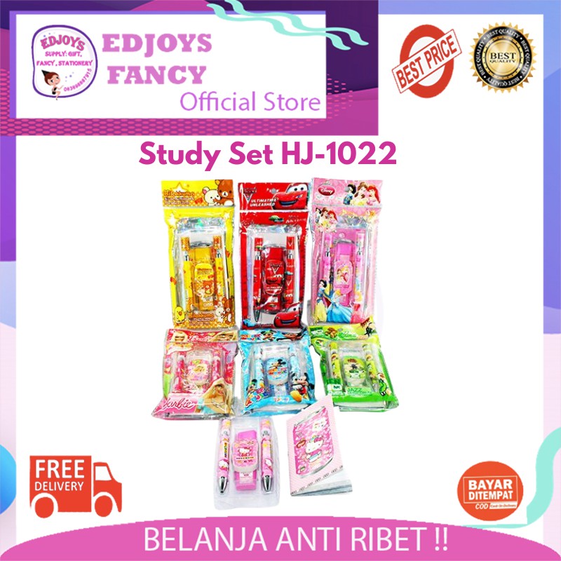 

Study set / paket alat / stationery set tulis 5 in 1 pensil mekanik disney hj-1022