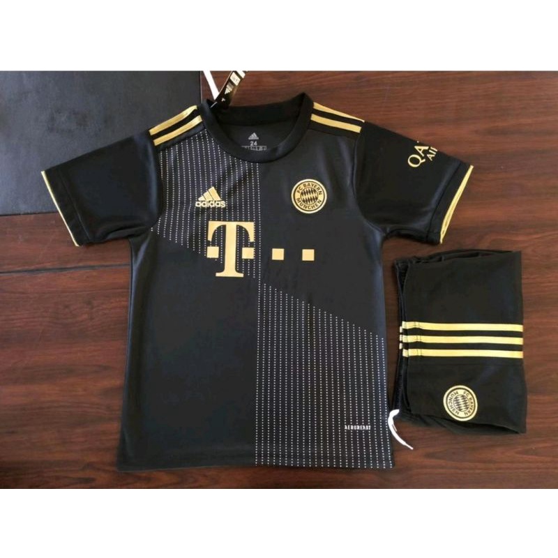 Stelan Setelan Jersey Kaos Baju Bola Bayern Munchen Away 3rd Kids Kid Anak Kecil Hitam New 2021 2022
