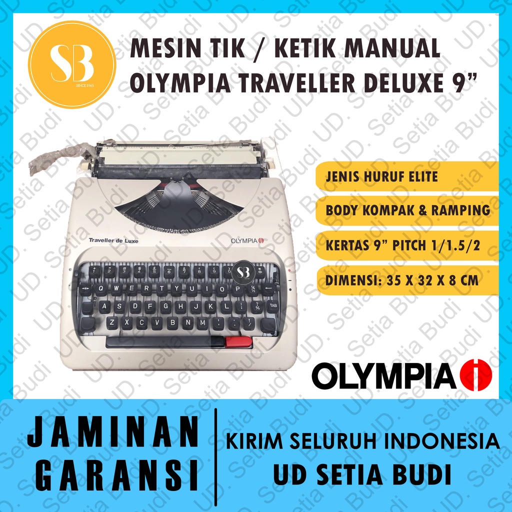 Mesin Ketik Olympia Traveller Deluxe 9&quot; Mesin Tik 9 Inch Asli dan Baru