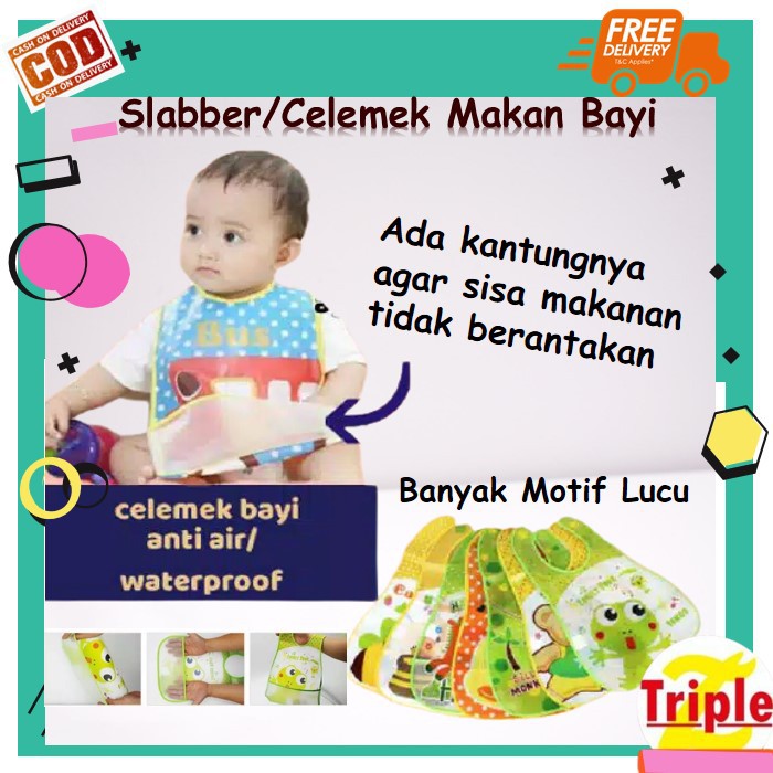 Celemek Slaber Bib Bayi Plastik Waterproof Anti Air