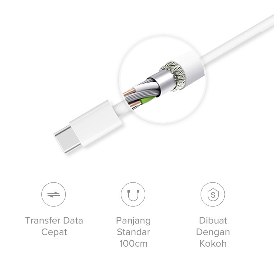 Kabel Xiaomi MI 1M USB-C - Mi Kabel Tipe C Kabel Data USB Port 100CM