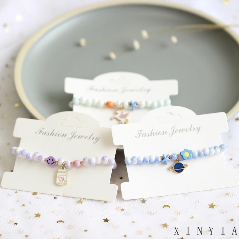 【COD】Gelang Tangan Manik-Manik Keramik Liontin Unicorn / Bintang / Kelinci Untuk Wanita