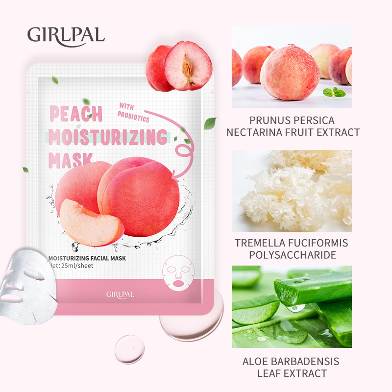 GIRLPAL Brighting Facial Mask Rose/Moristurizing Peach/Smoothing Tea Tree/Vitamin C Serum/Retinol Serum/Hyaluronic Acid Serum Mask
