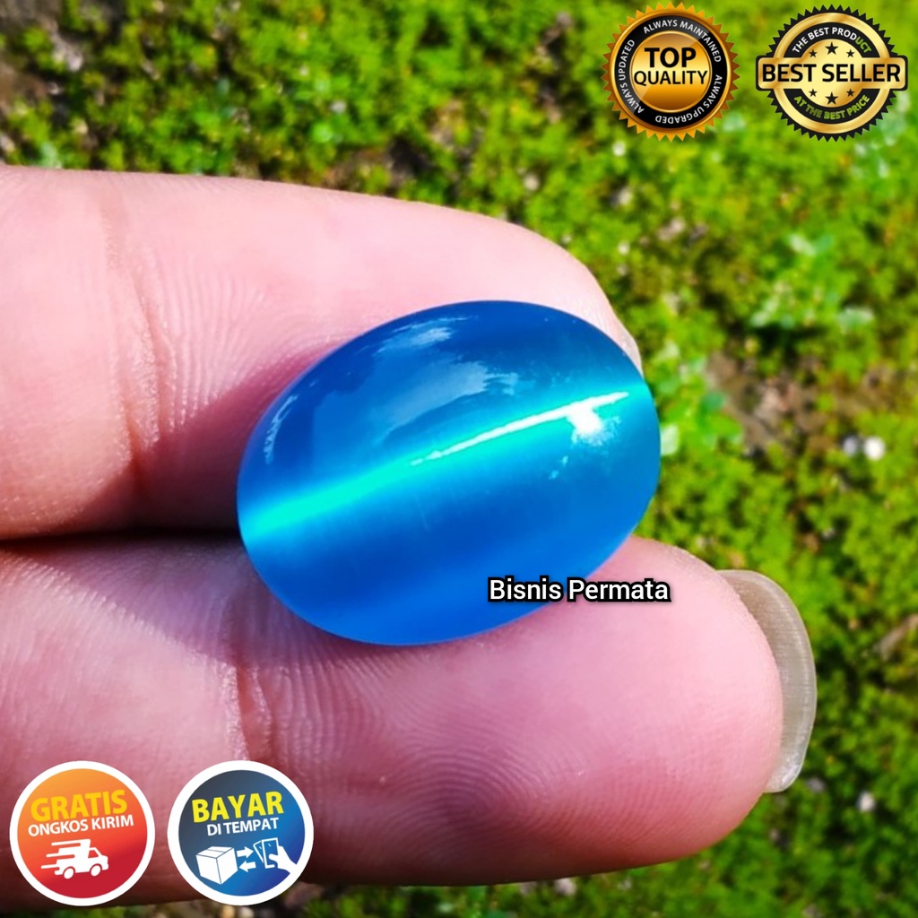 Batu Akik Mata Kucing Top Colour Warna Biru