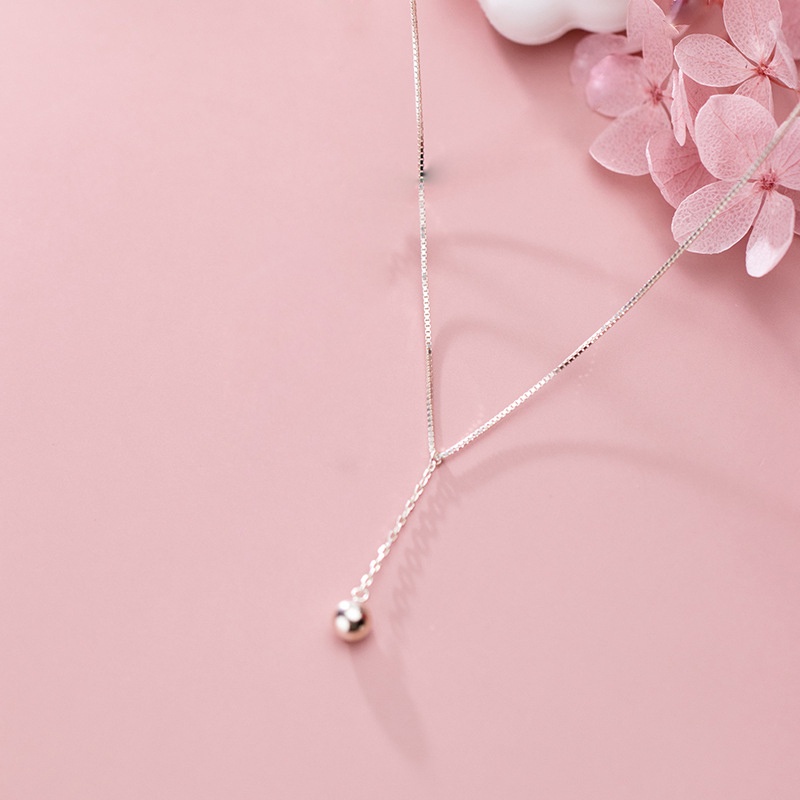 【In Stock 】 925 kalung perak murni  Rantai Lucu Mengkilap Geometri Bola Kalung Drop Pesona Kalung Wanita Menawan Pesta Pernikahan Ulang Tahun Perhiasan