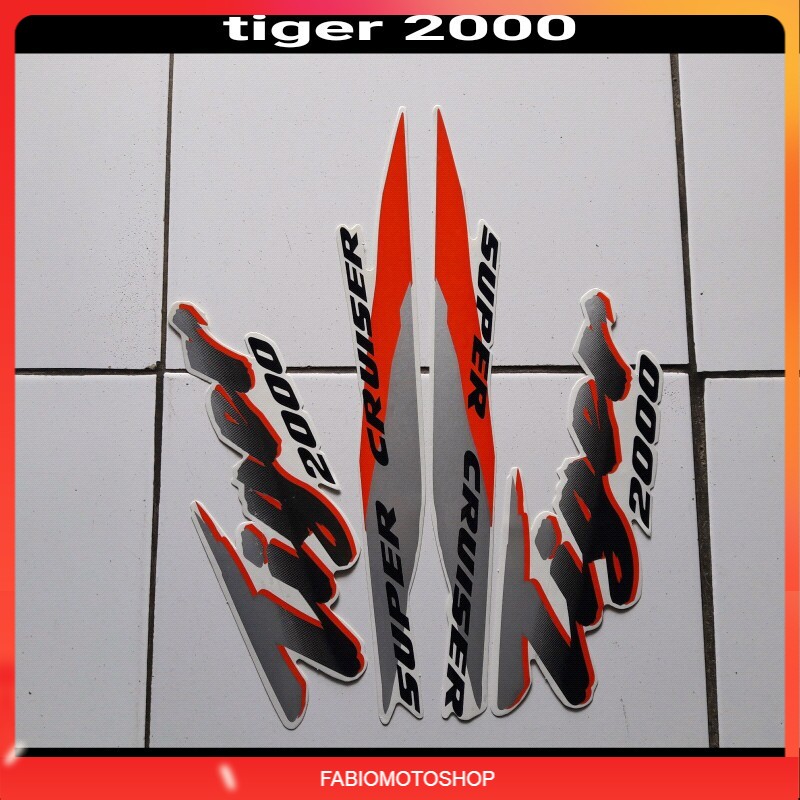 stiker striping motor tiger 2000 putih-orange