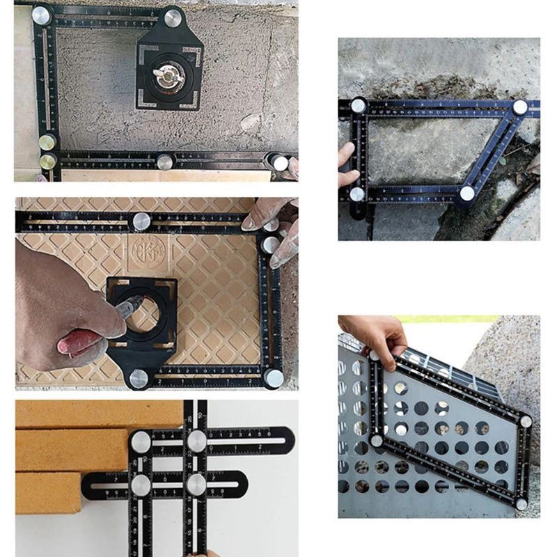 Penggaris Keramik 6 Siku Alat Mal Sudut Bahan Aluminium Dengan Penanda Lubang