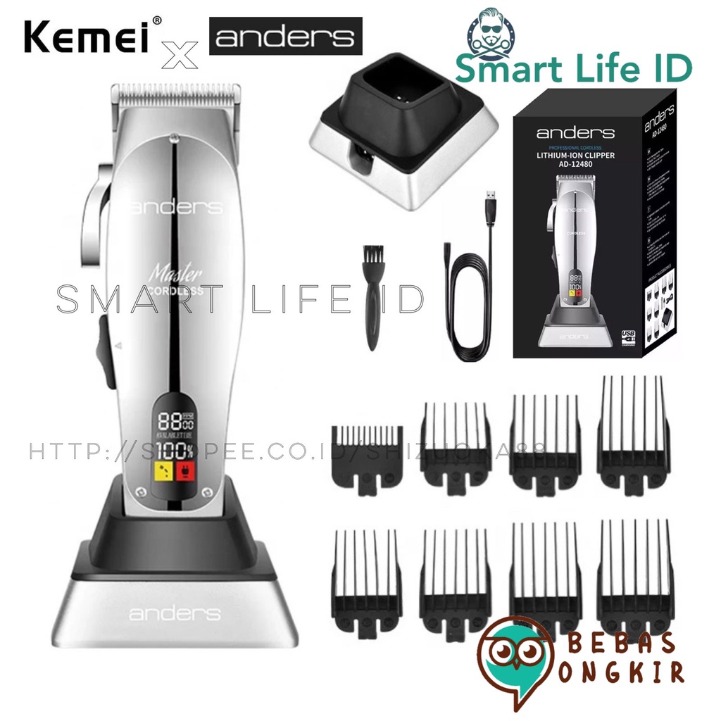 Alat Cukur Rambut Anders AD-12480 Hair Clipper Professional Tanpa Kabel Elektrik Mesin Pemotong Rambut Full Metal Cukuran AD 12480