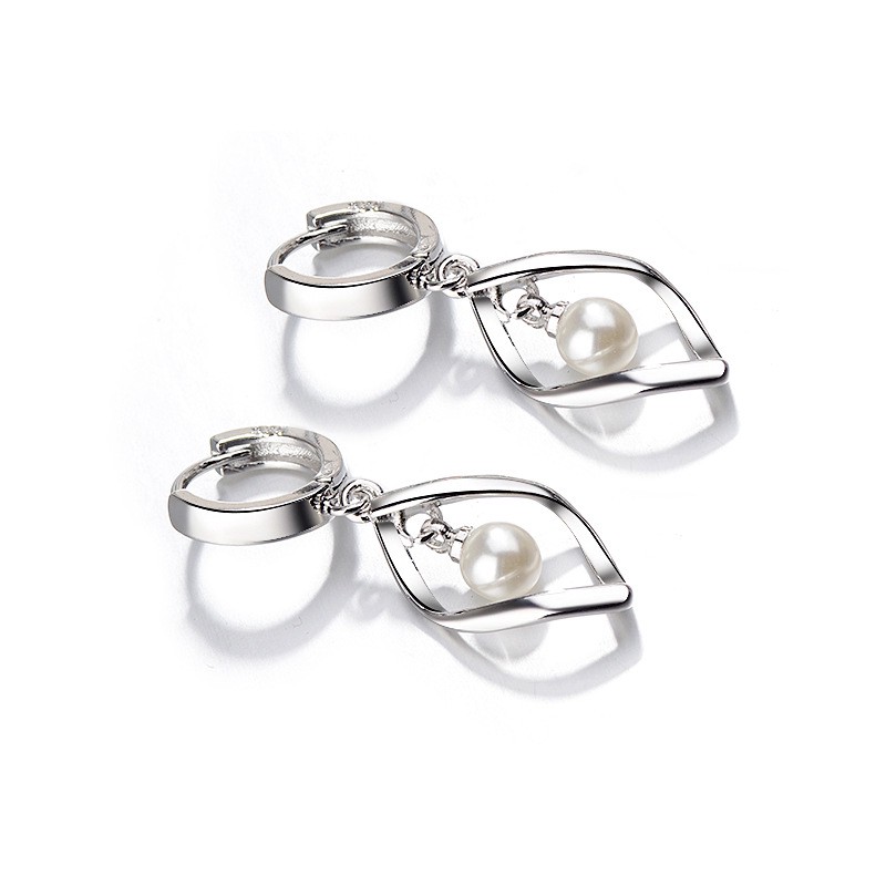 Anting-Anting Perak Sederhana Wanita Berputar Anting Mutiara Cinta Wanita Anting Panjang Menengah Memutar Anting Fashion ai2-4600-5