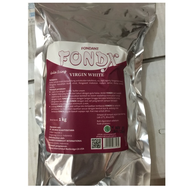 Fondx Fondant Virgin White Gula Hias Dekor 1 kg kemasan asli