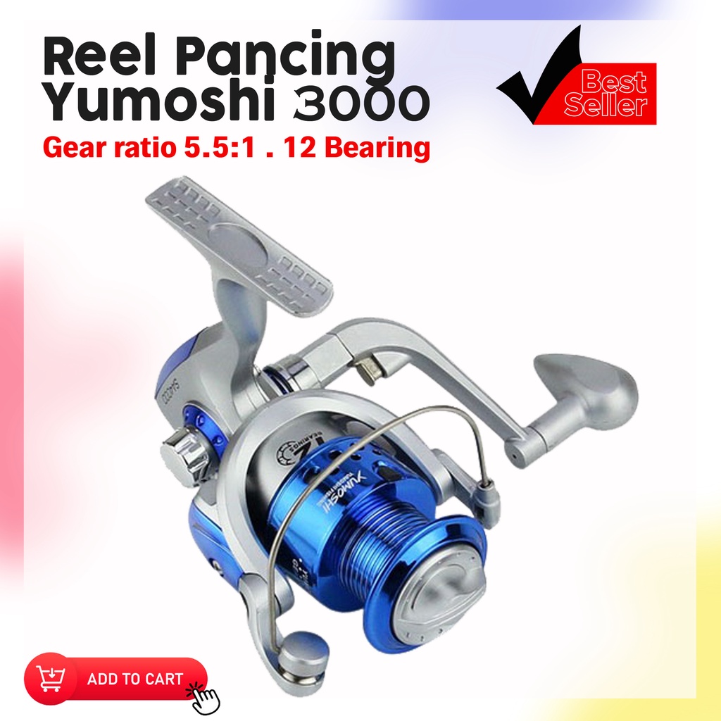 Yumoshi 3000 Series Reel Pancing Fishing Reel 5.5:1 Gear Ratio Silver Blue Ril Pancing - CTP