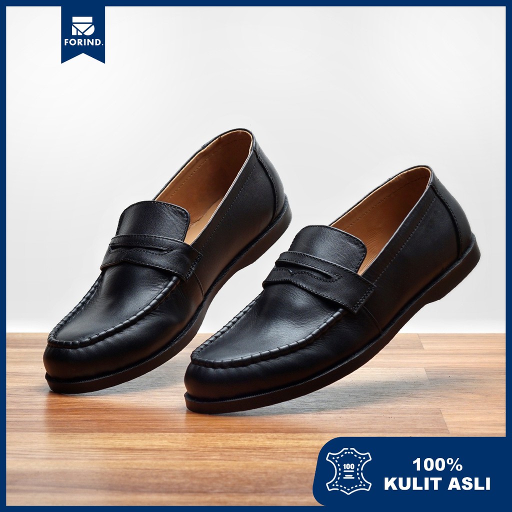 Melismatic Black | Sepatu Loafers Penny Klasik Vintage Klasik Ori Loafer Slip Footwear | FORIND Reyl