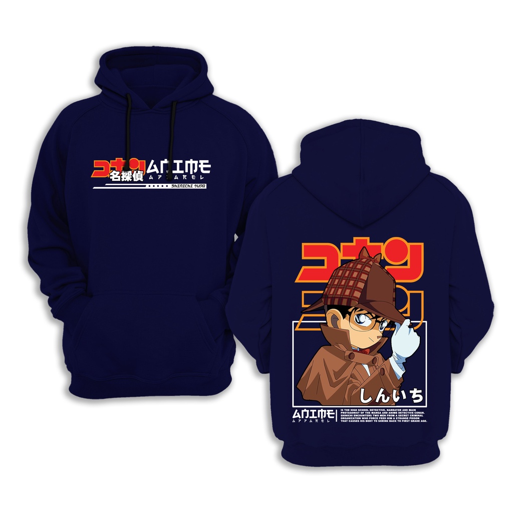 HOODIE ANIME KUDO DETEKTIF CONAN SINICHI PREMIUM PLASTISOL