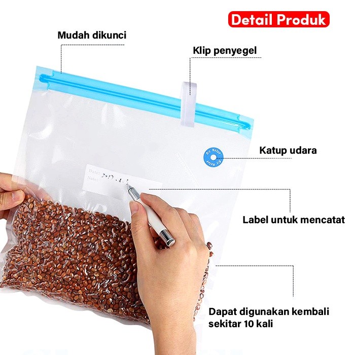 Vakum Makanan Praktis 1 Pack Get 10 Pcs