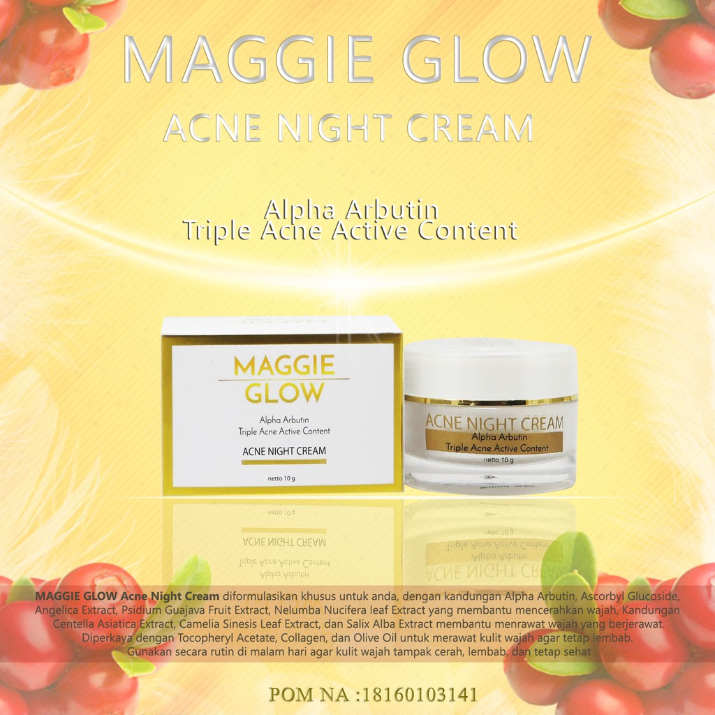 MAGGIE GLOW ACNE NIGHT CREAM BPOM by AILIN